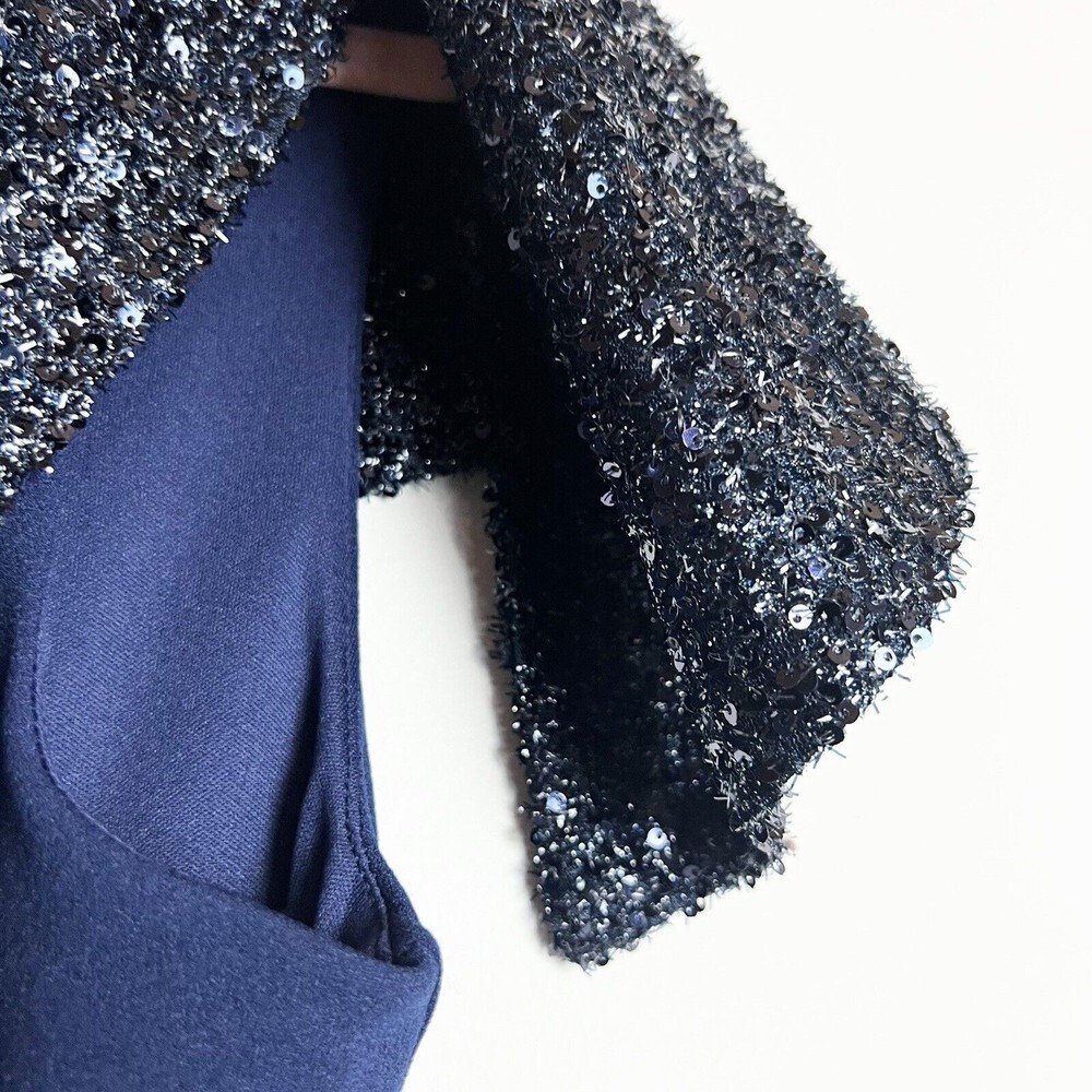 JS Collection Kennedy Draped Mermaid Maxi Dress Gown Navy NWT Sequins Sz 6 - Picture 5 of 16